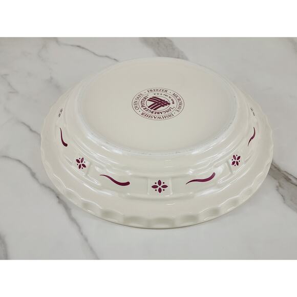 Longaberger Pottery Pie Dish Baking Plate Woven Traditions 10" Made In USA Vtg - Picture 14 of 16